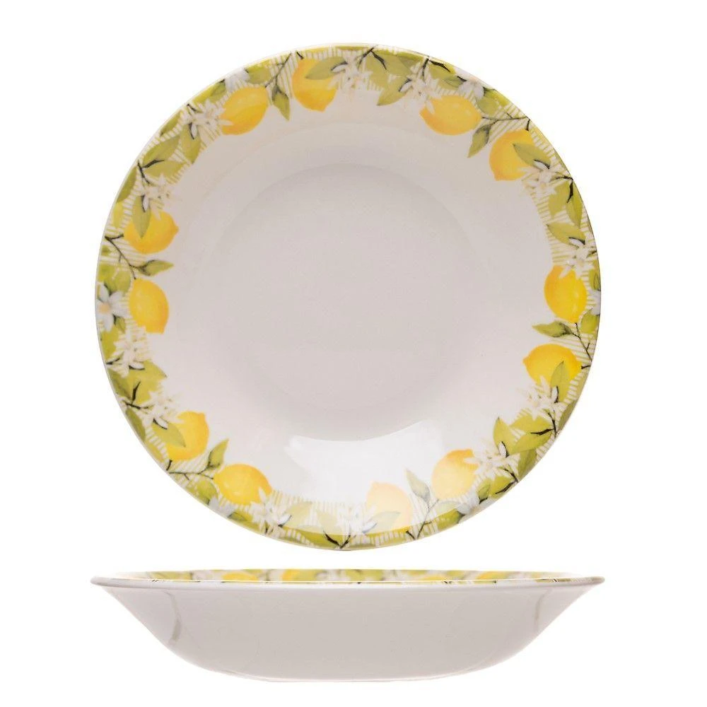 Prato Fundo Limão Siciliano 21cm Cerâmica Elegante para Sopas Branco Lyor