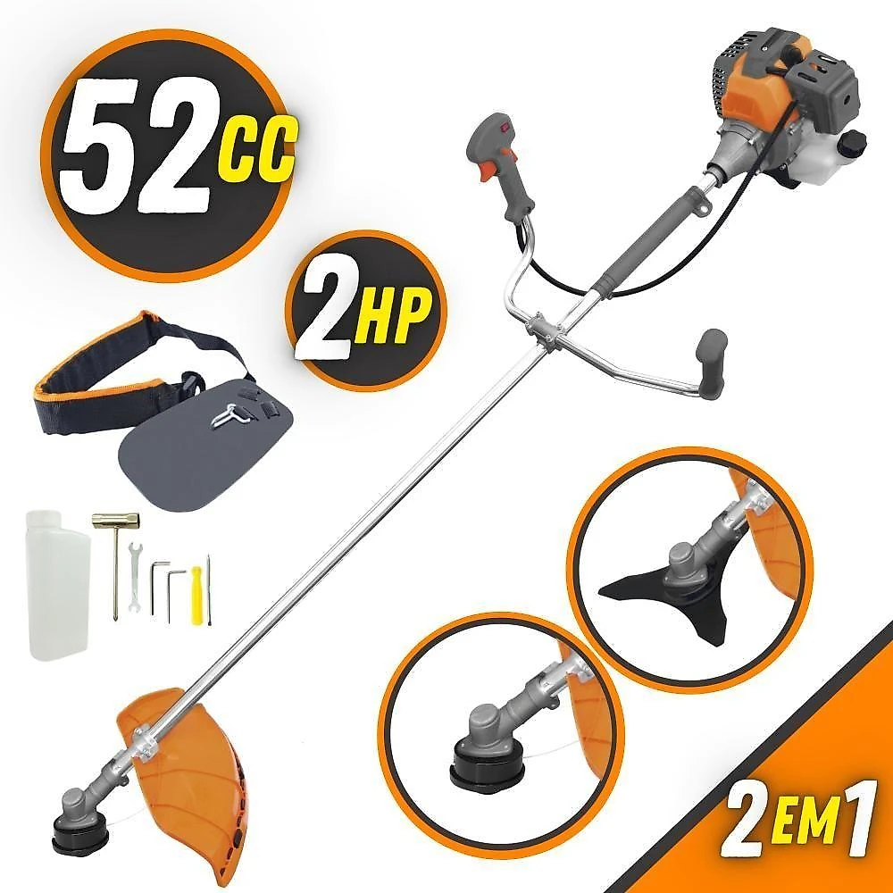 Roçadeira Tekna Rl520p 52cc 2hp C/lâmina 3 Pontas E Cabeçote