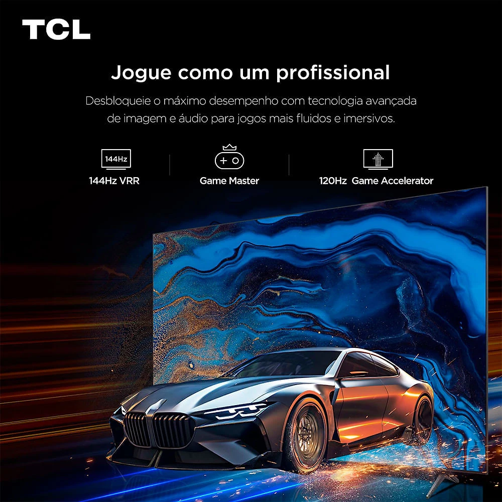 Smart TV 4K TCL QD-Mini LED 55” Polegadas com HDMI 2.1, Dolby Vision IQ, Subwoofer, 144Hz VRR e Wi-Fi - 55C6K Bivolt
