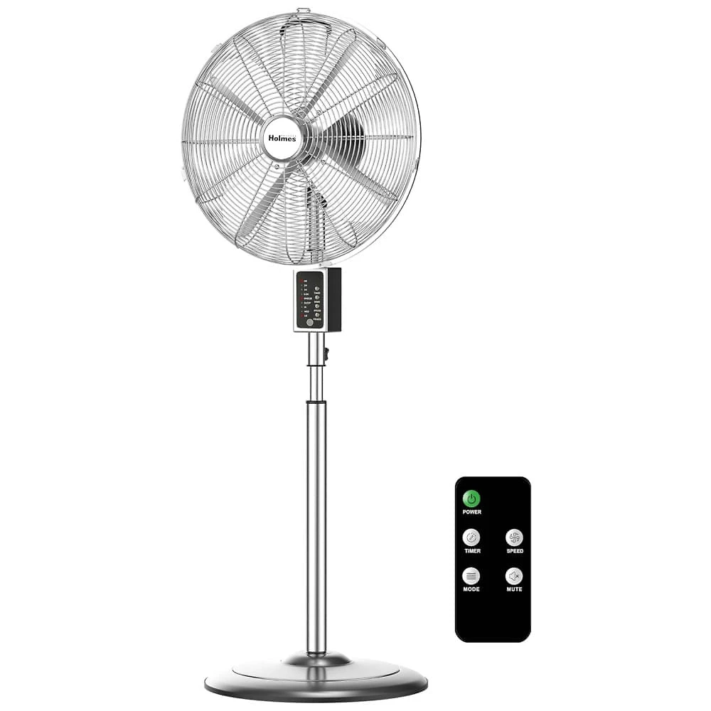 Ventilador Pedestal Digital com Controle Remoto, Oscilação de 75°, 3 Velocidades, 3 Modos, Altura Ajustável e Inclinação da Cabeça de 18°, 110V 45W,