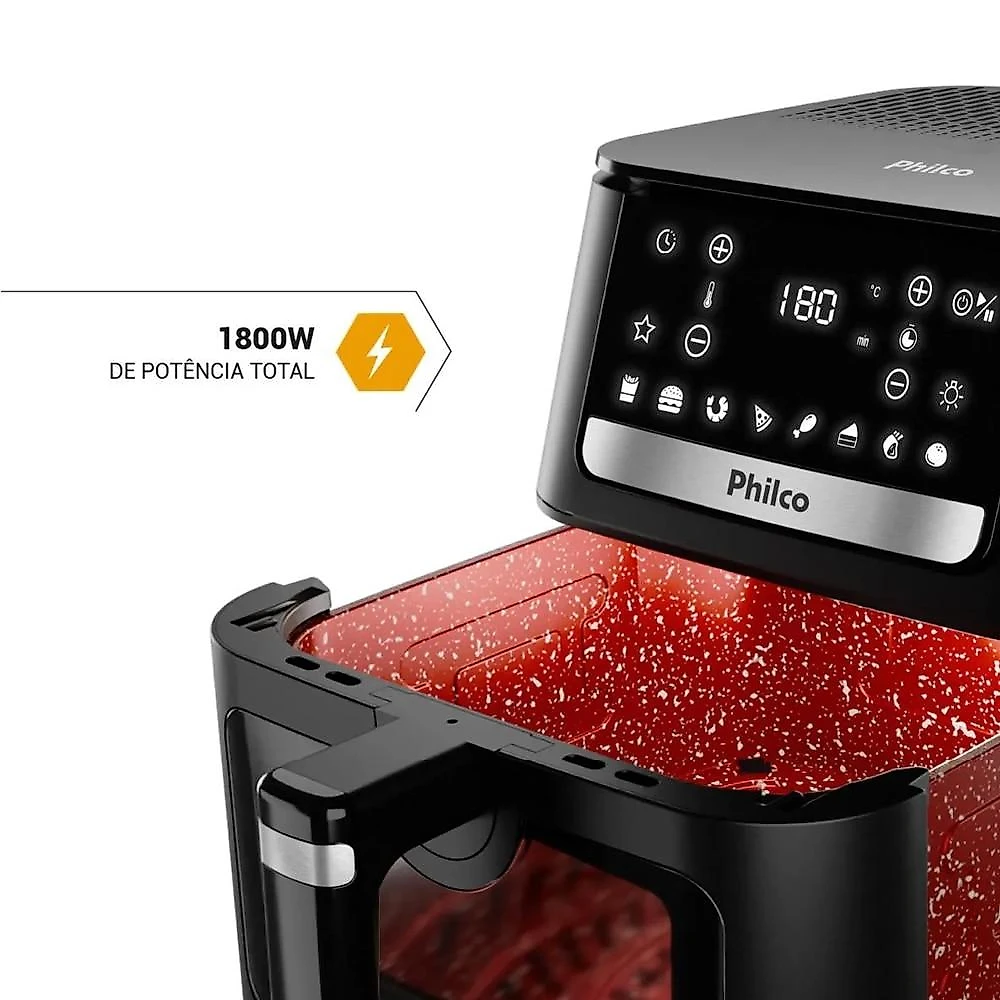 Air Fryer Philco 9,5 Litros Visor Glass Redstone PAF95A - 110V 110 Volts