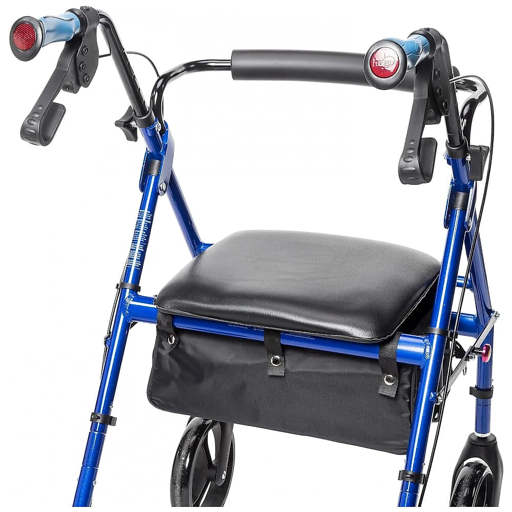 Andador Adulto Idoso Hugo Elite 700959E com Assento e Bolsa, Suporta até 136 Quilos, Azul