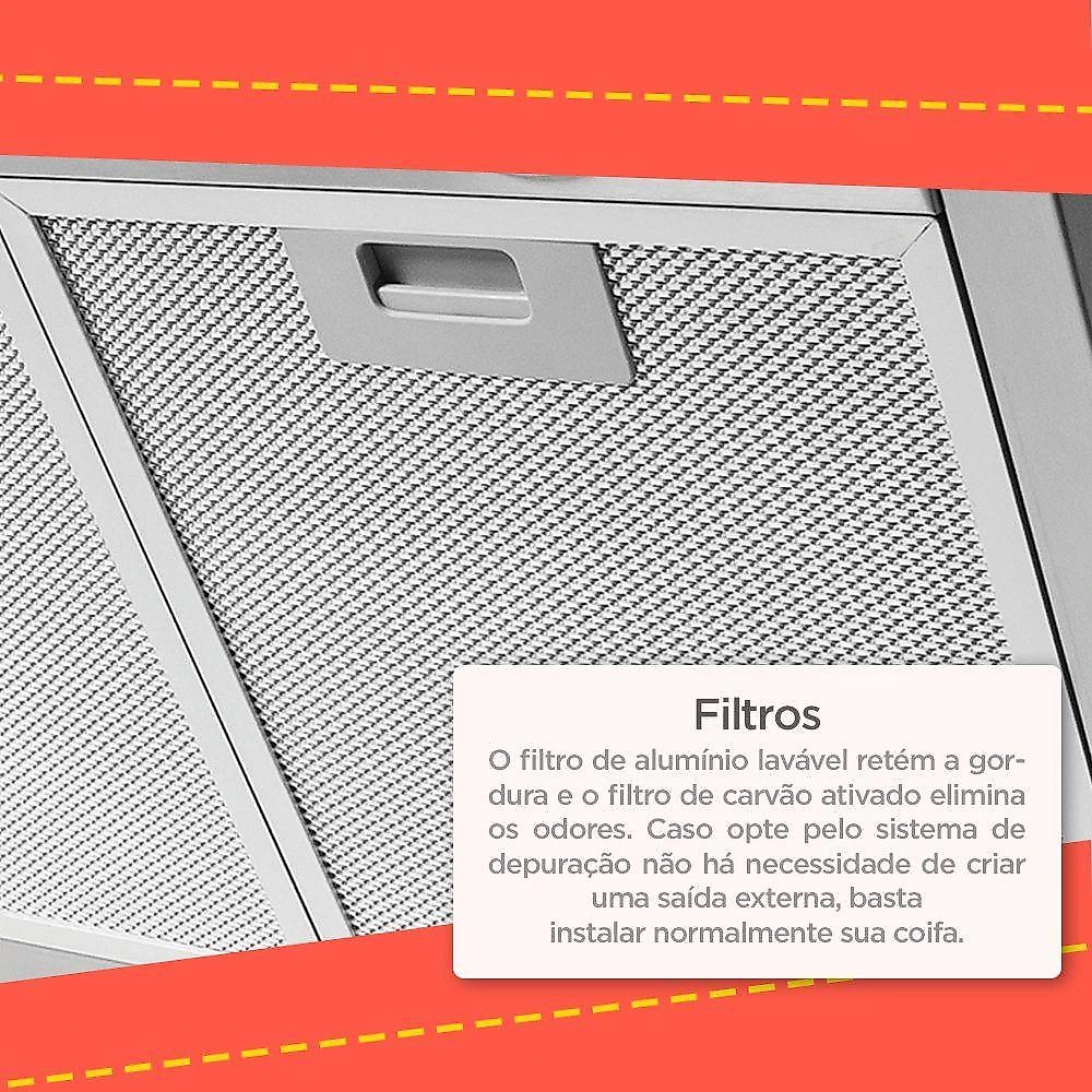 Coifa de Parede 75cm Vidro Curvo Duto Slim Fogatti Inox 220V 220V