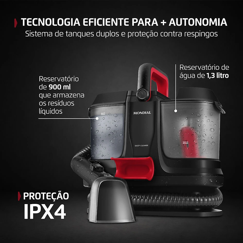 Extratora Portátil Deep Cleaner Mondial Preto 1600W - EXP-03-R 127V