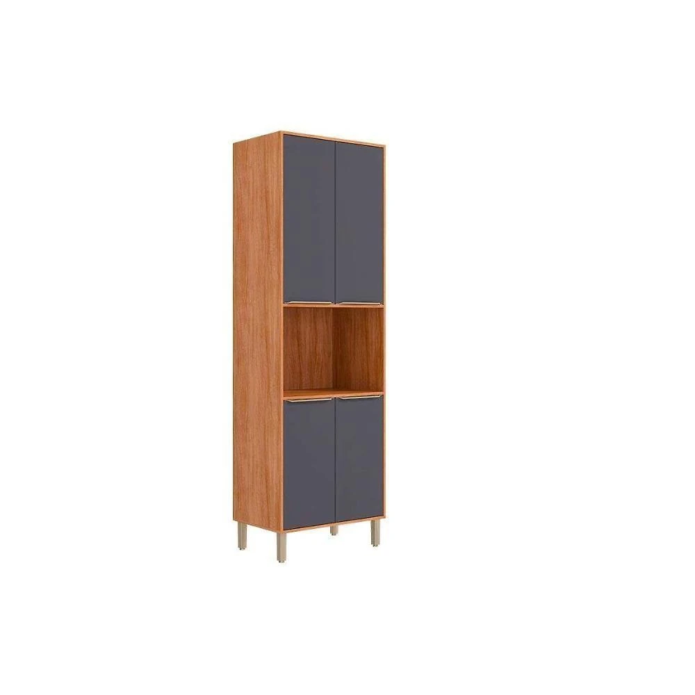 Paneleiro Cozinha Áurea 4 Portas 5 Prateleiras MDF 70CM Cinamomo e Titanium MGM