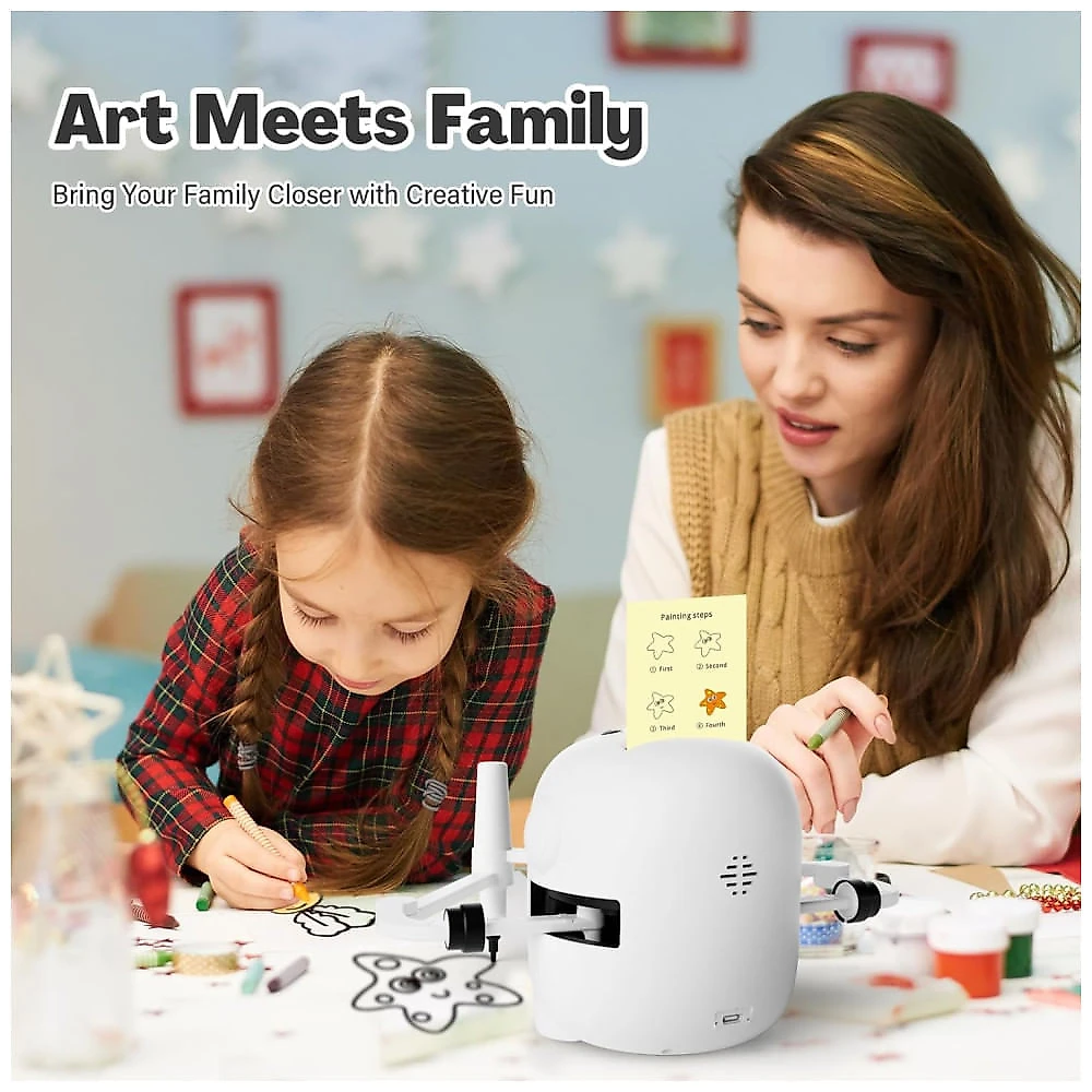Robô Desenho Interativa para Crianças:Com 150 Cartões,Robô Educacional de Desenho com Interatividade por Voz,Brinquedo de Pintura Montessori,RIVGOT
