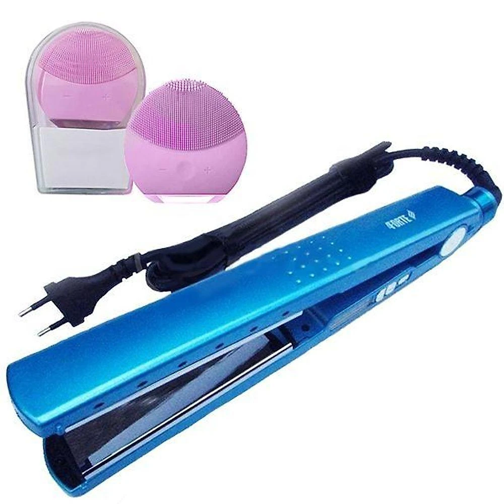 Kit 1 Prancha Nanotitanium + 1 Esponja Facial Rosa Bebê Nº30