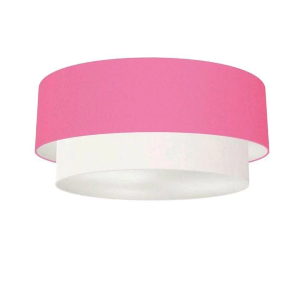 Plafon De Sobrepor Cilíndrico Sp-3065 Cúpula Cor Rosa Bebê Branco