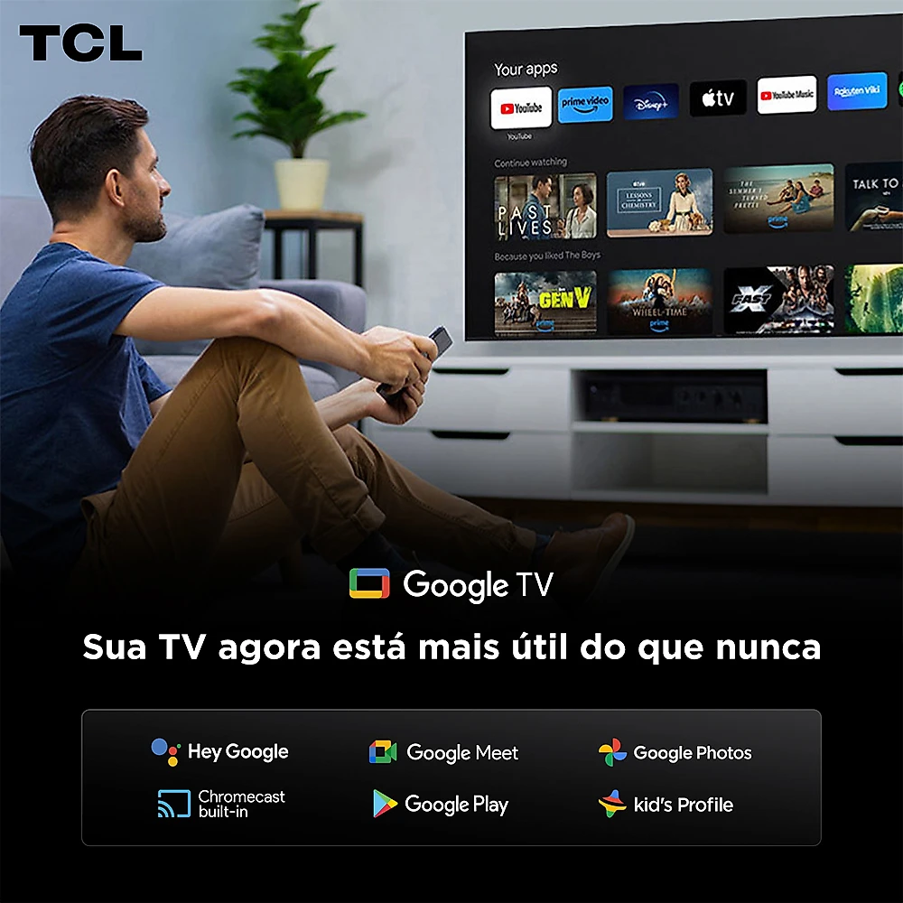 Smart TV TCL 65 Polegadas QLED 4K P8K WiFi Bluetooth Google TV 144Hz HDR10+ Dolby Atmos Vision 65P8K