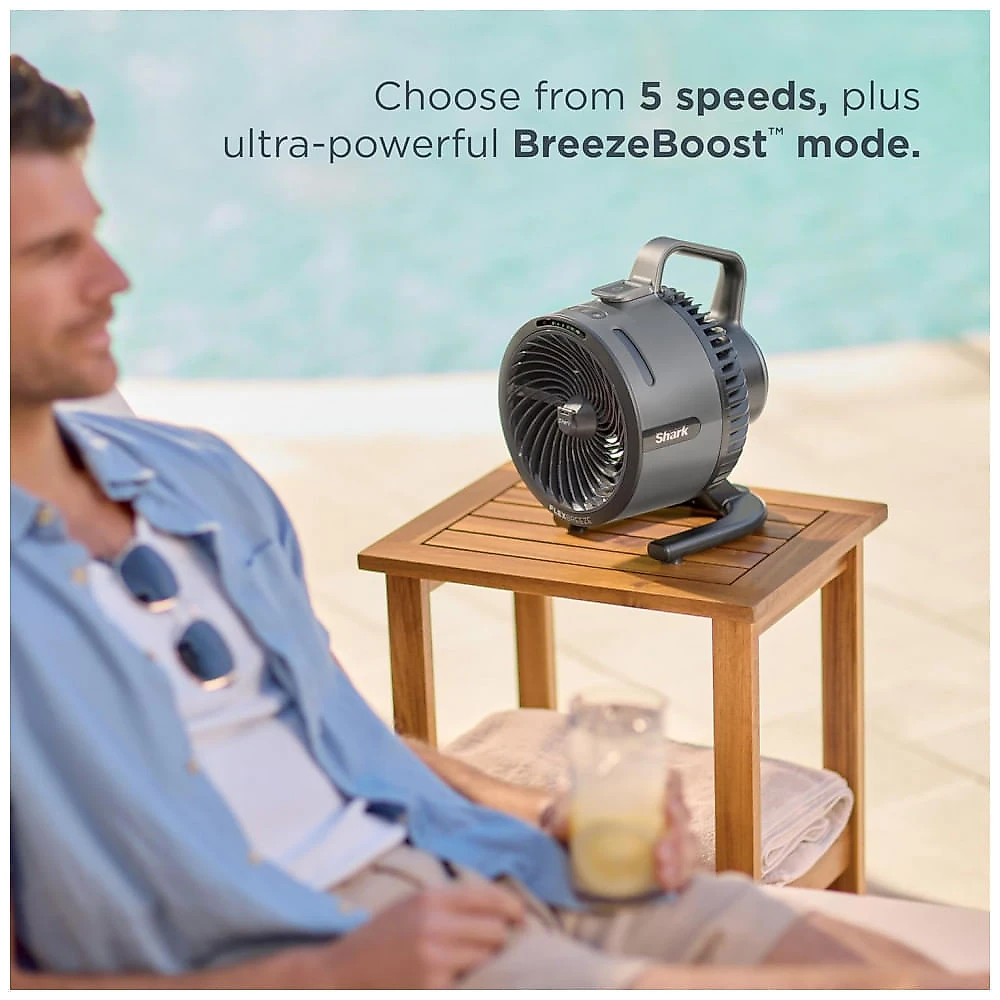 Ventilador portátil Shark FlexBreeze HydroGo Pro Peony, 5 velocidades, névoa evaporativa dry-touch, uso interno e externo, 110V
