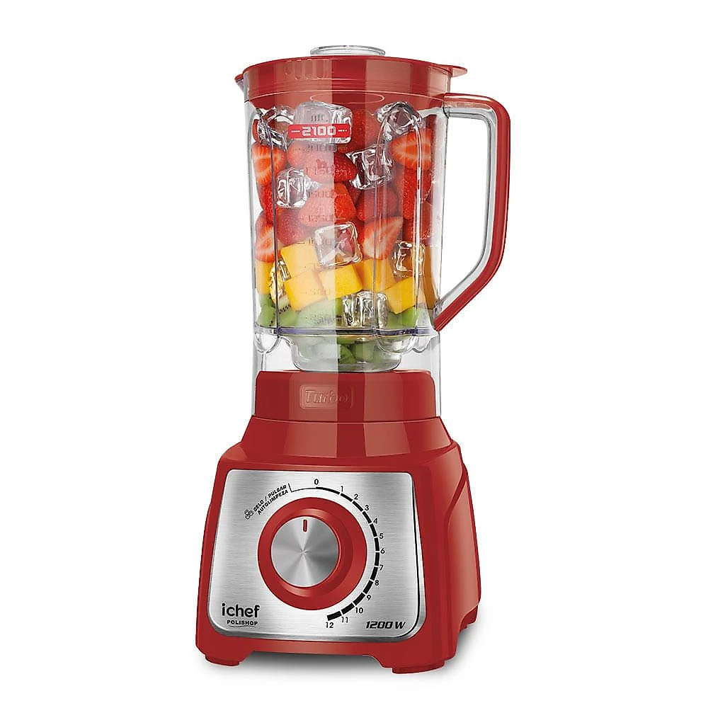 Liquidificador ichef - turbo red - inox - 3 ltrs - 1200w 127v