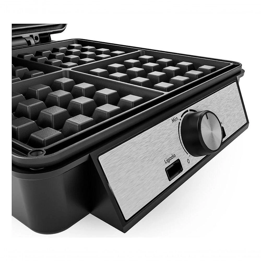 Waffle Maker PWM04A para 4 Porções com Revestimento Maxx Clean Preto Philco