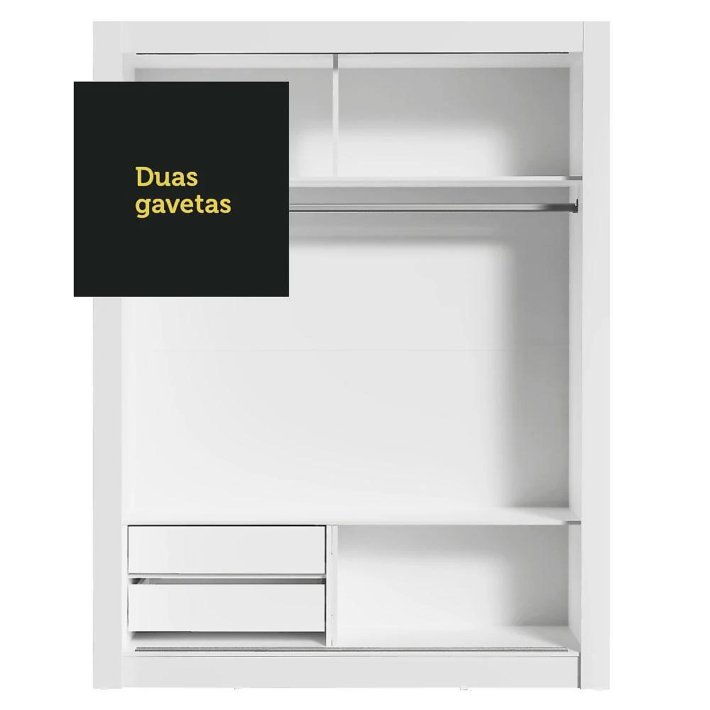 Guarda-roupa infantil madesa bento 2 portas de correr 2 gavetas - branco