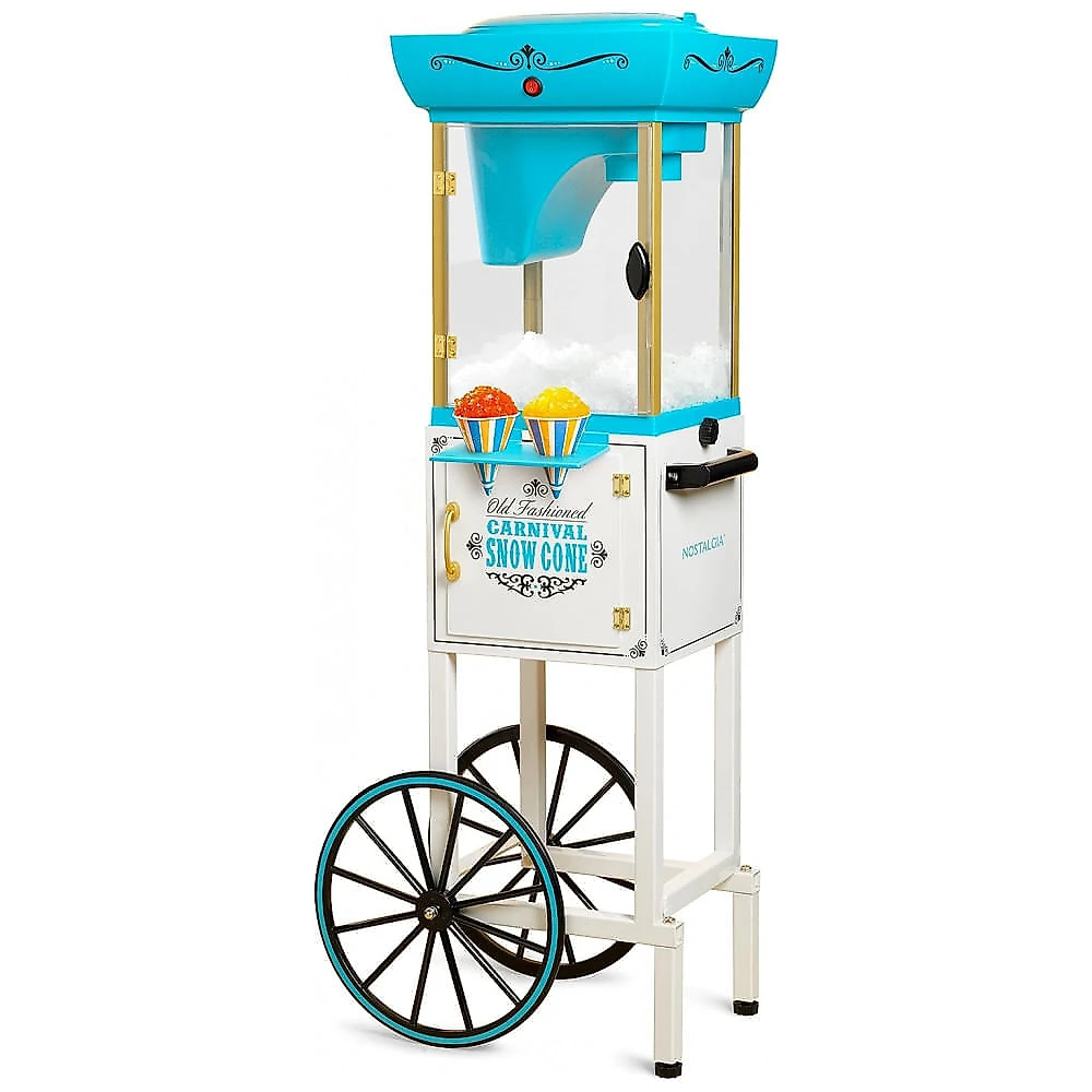 Carrinho de Raspadinha Retro até 48 Porções por Vez com Colher de Metal, Nostalgia , Azul