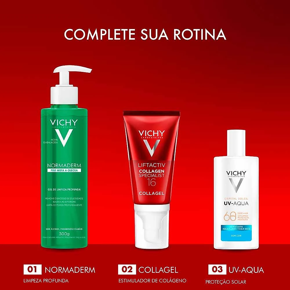 Gel hidratante estimulador de colágeno com efeito lifting vichy liftactiv collagel 50g