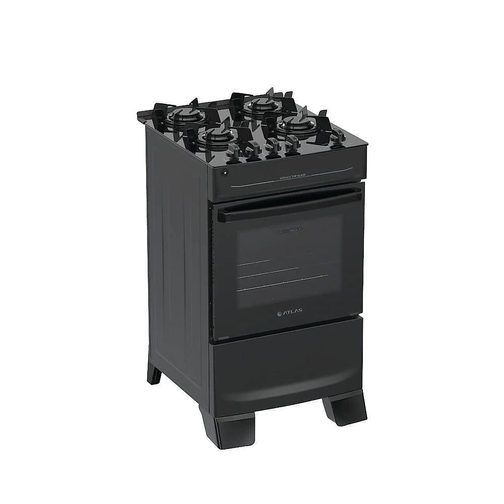 Fogão de Piso 4 Bocas Gás Atlas Mônaco Top Glass 4BC Mesa Vidro Temperado Acendimento Automático