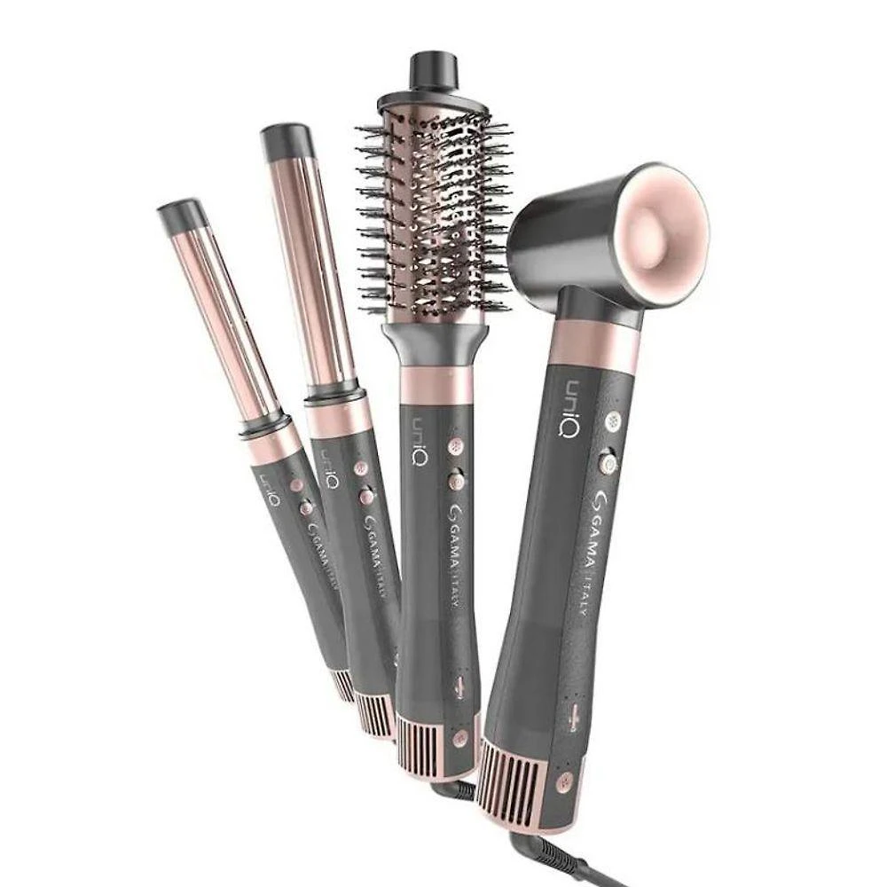 Secador e Modelador Gama Uniq Aura 1500W Tourmaline 4 Temperaturas Cinza-Rose Ga.Ma Italy 220V