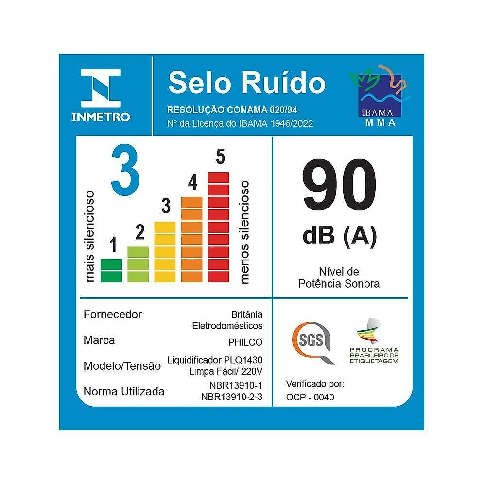 Liquidificador Philco PLQ1430P Limpa Fácil Pro Maxx 6 1400W 220V