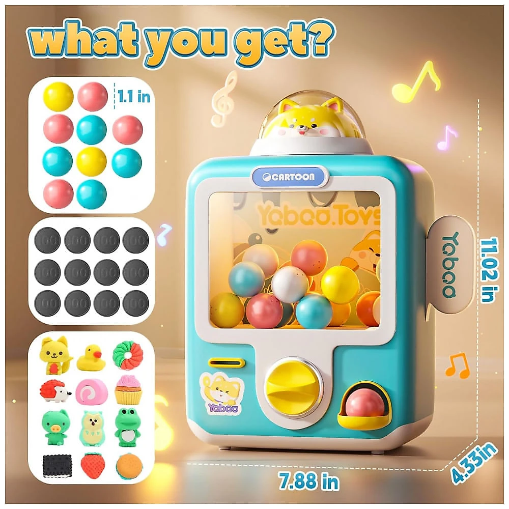 Máquina de Garra Azul Skirfy – Mini Arcade Infantil com 12 Brinquedos, Ovos‑Surpresa, Luzes e Música