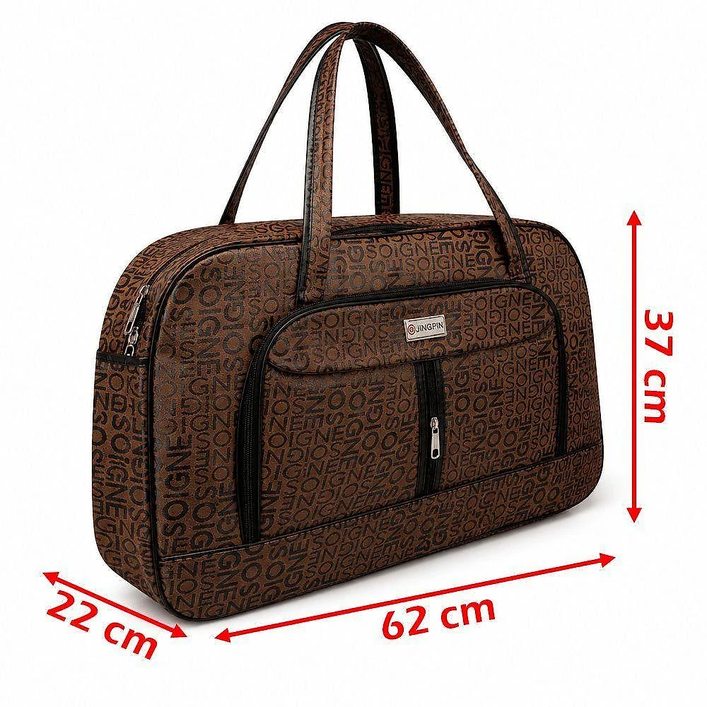 Bolsa Mala Sacola Grande 62cm Couro Sintético Impermeável com Alça Marrom