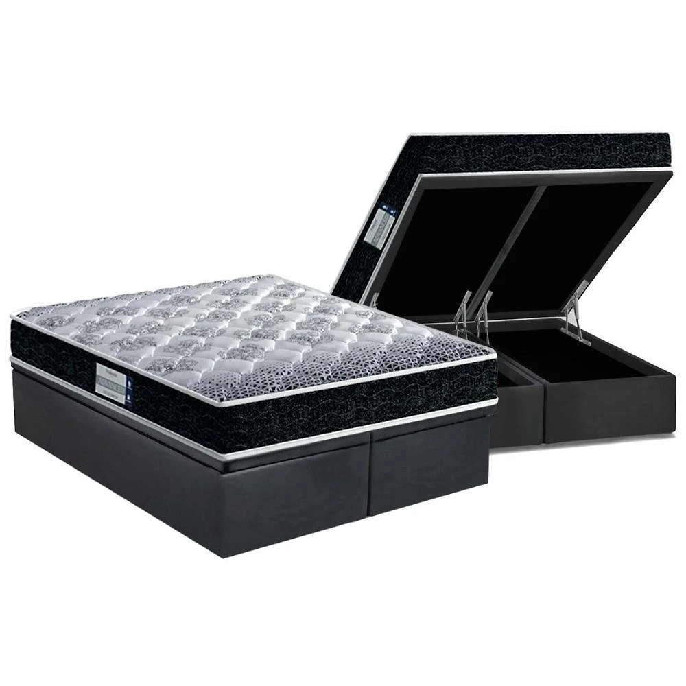 Cama Box Baú Queen: Colchão Espuma Probel D33/Ep Advanced Tech1500 Double Face + Base Gray(158X198)