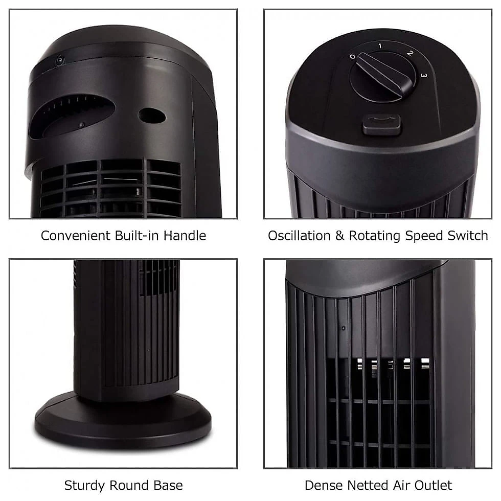 Ventilador de Torre GOFLAME com 3 Velocidades, 110V, Preto