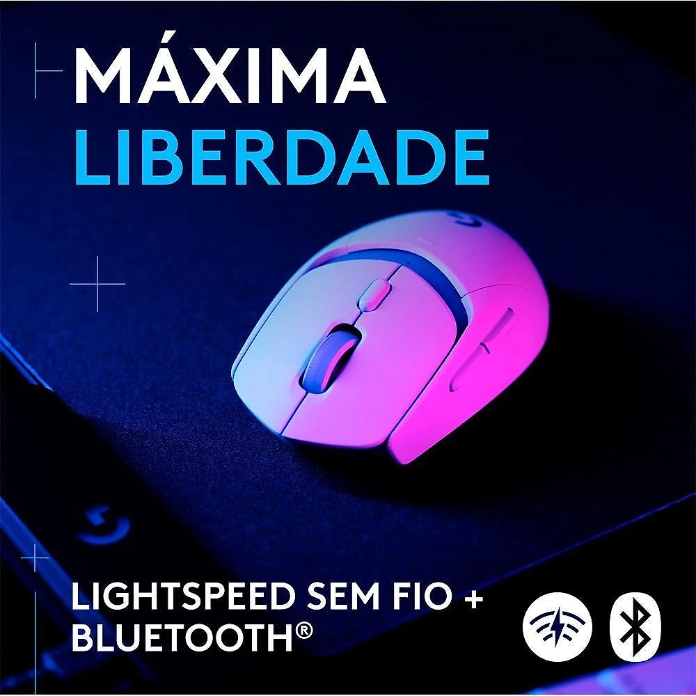 Mouse Gamer sem fio Logitech G309 LIGHTSPEED com Switches LIGHTFORCE, Sensor HERO 25K, 6 botões programáveis, Branco - 910-007206