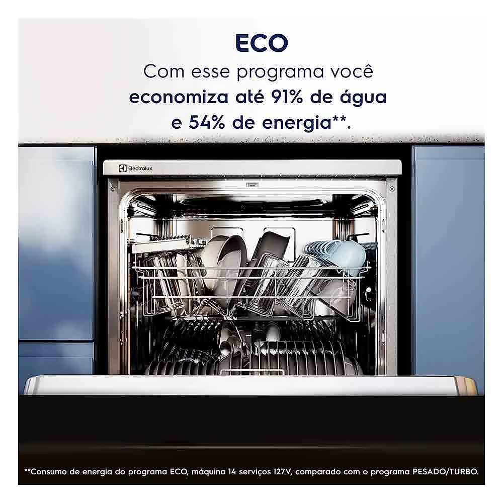 Lava-Louça Electrolux 14 Serviços Inox com Programa Lava e Seca 50' LS14E 127V