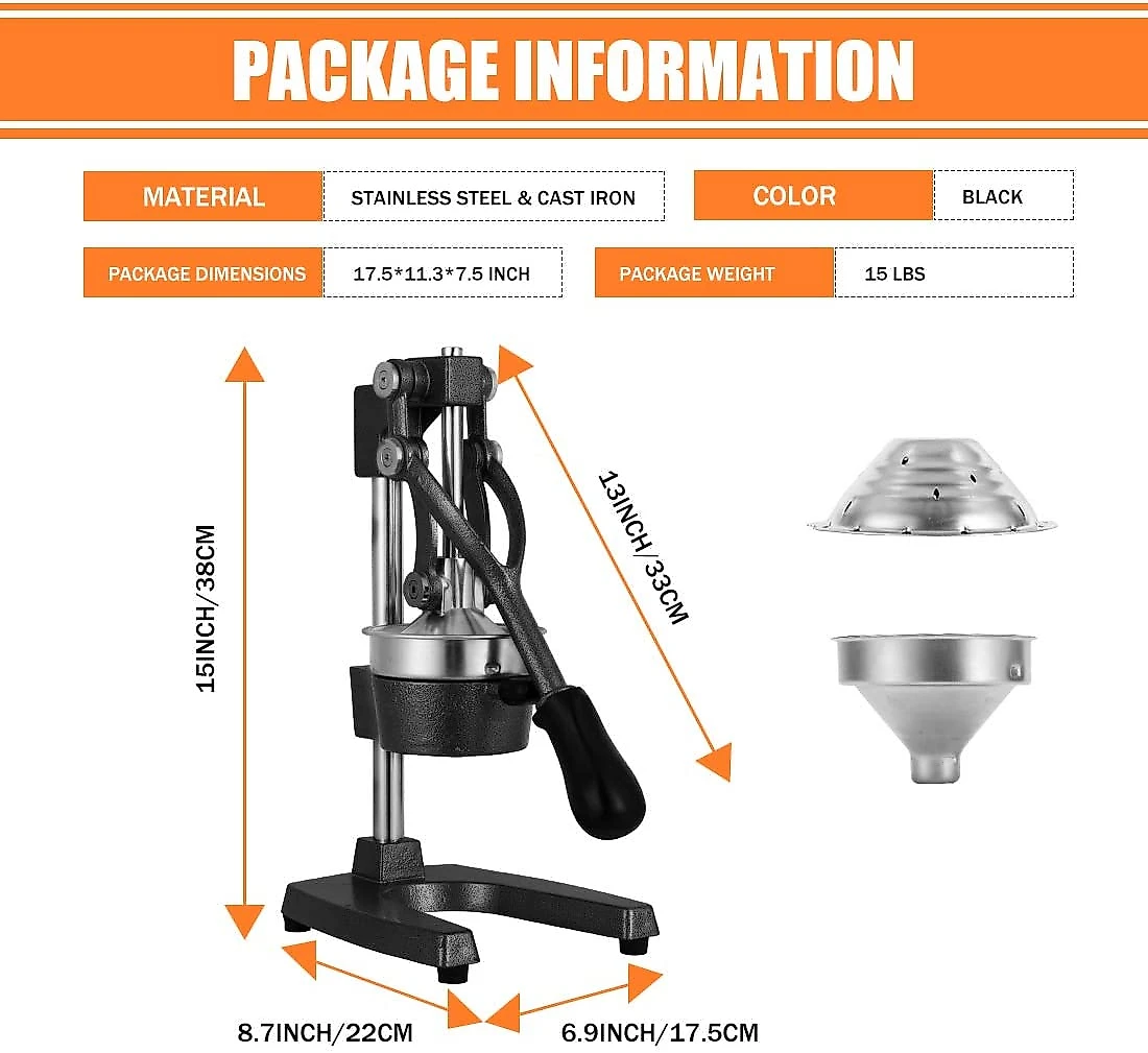 Gowintech Espremedor Manual Profissional Aço Inoxidável P reto