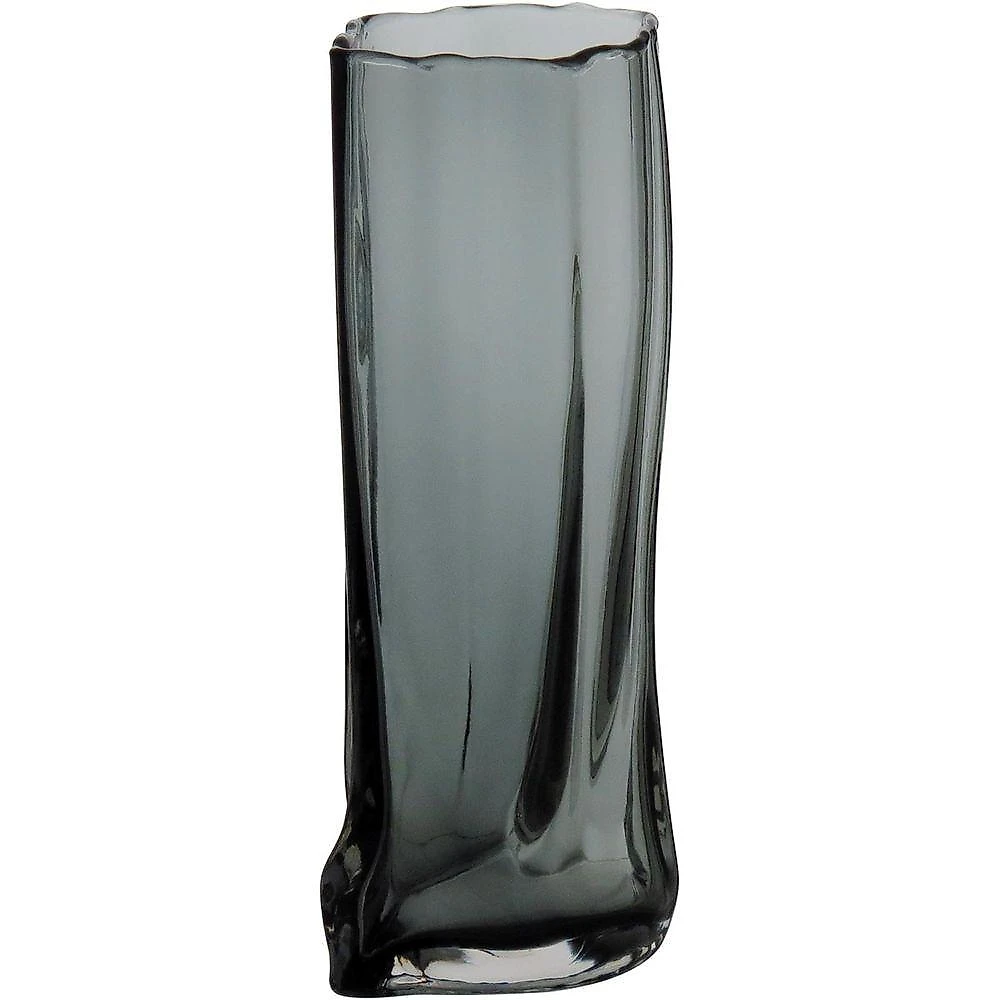 Vaso 30X15X10Cm Vidro Cinza