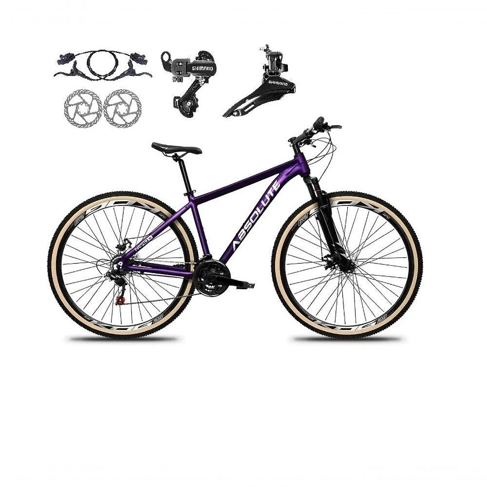 Bicicleta Aro 29 Absolute Nero 5 Alumínio 24v Câmbios Shimano Freio A Disco Hidráulico Mtb Roxo 15