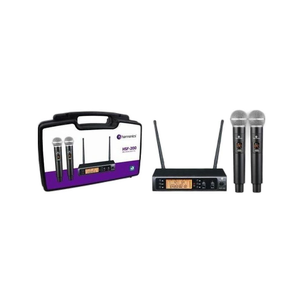 Microfone sem Fio HSF-200 Sistema UHF com Display Digital Preto Harmonics webcontinental-7898554607515