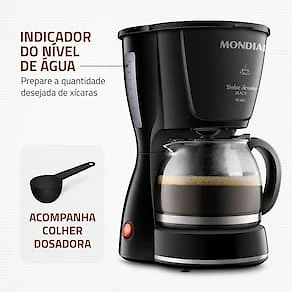 Miniatura Cafeteira Elétrica Mondial Dolce Arome C-30 18 Xícaras – Preta 110V