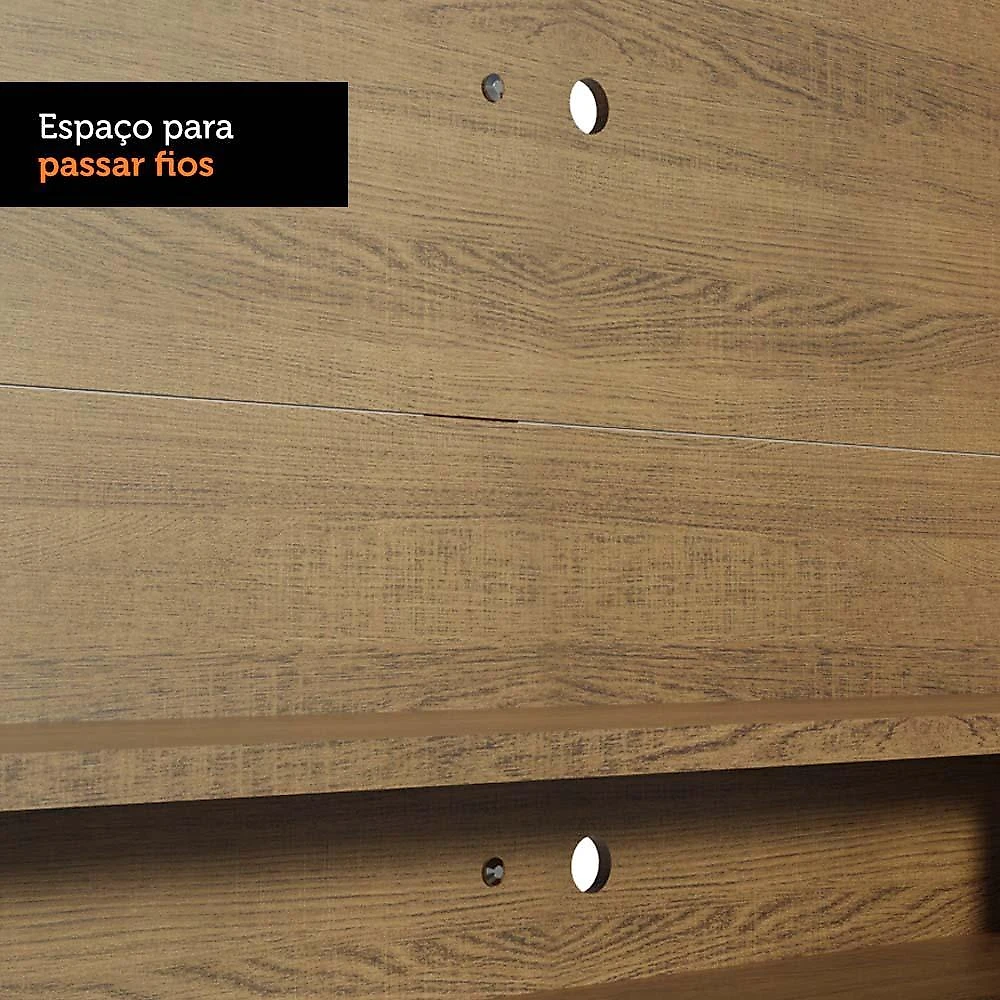 Painel para tv até 60 polegadas madesa alfa com prateleiras e nichos - rustic