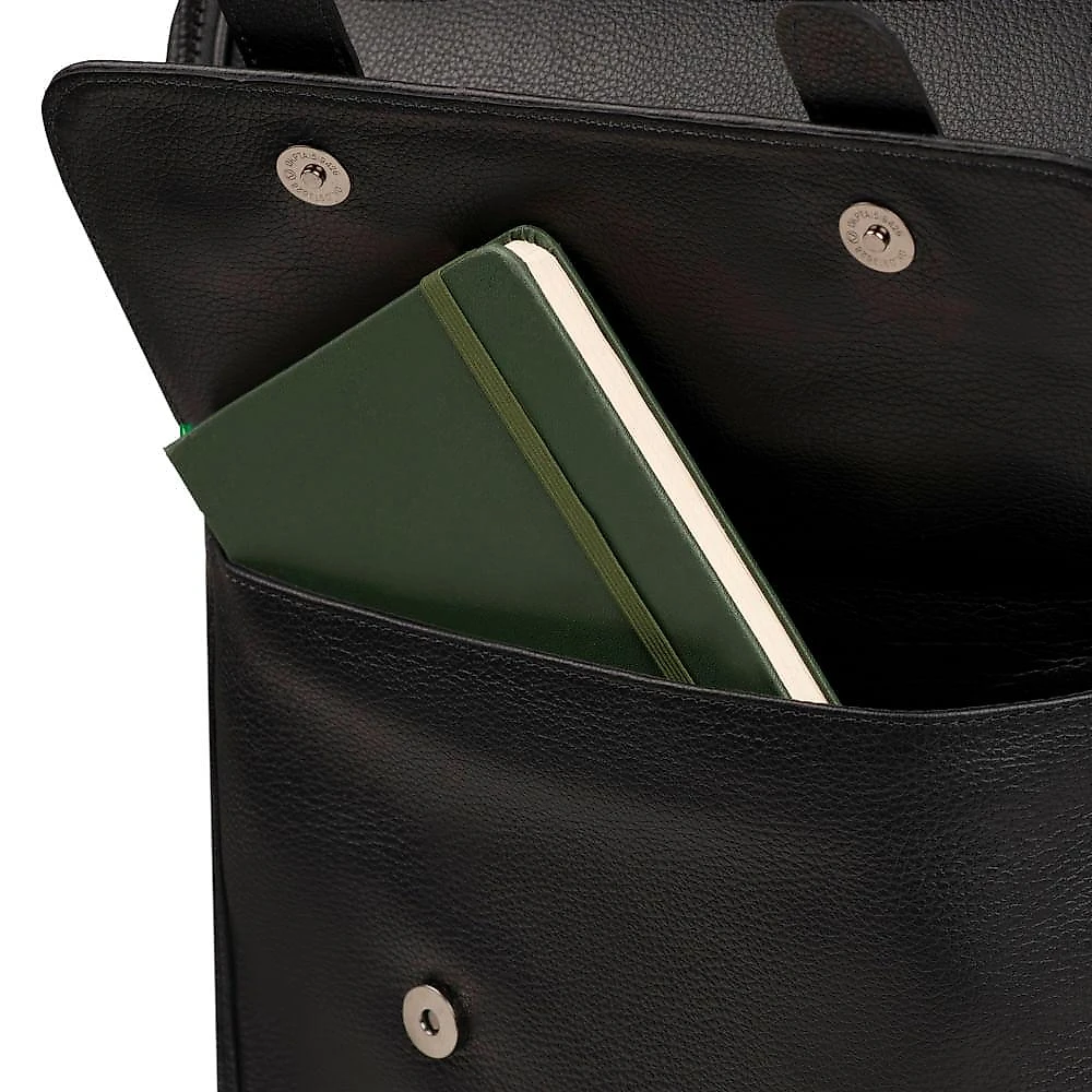 Mochila Masculina Média Executiva de Couro Leme Preta Bagaggio Preto