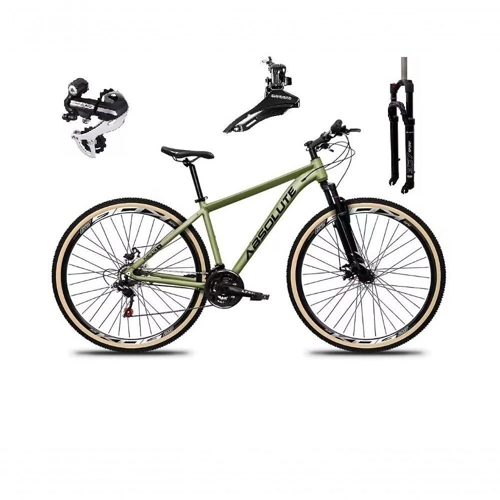 Bicicleta Aro 29 Absolute Nero 5 Câmbio Shimano 24v Acera K7 Garfo Com Trava Freio A Disco oliva Tam: 21