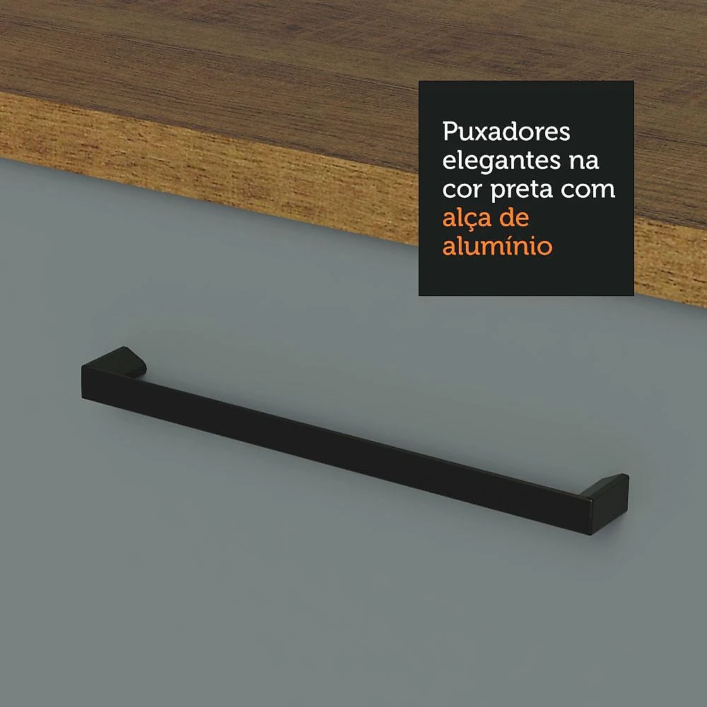Armário de Cozinha Completa 220cm Rustic/Cinza Agata da Thêmis Madesa Rustic/Cinza