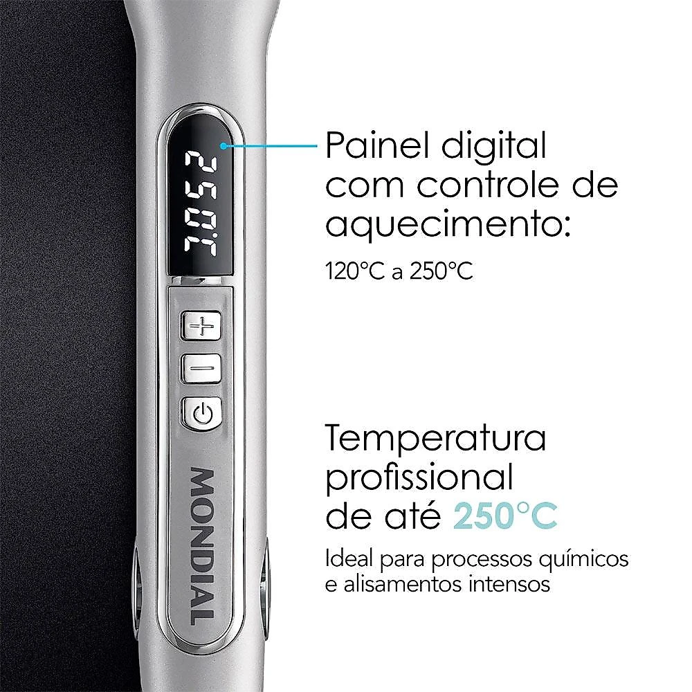 Prancha de Cabelo P02 Ultra Liss Pro Mondial Preto Bivolt