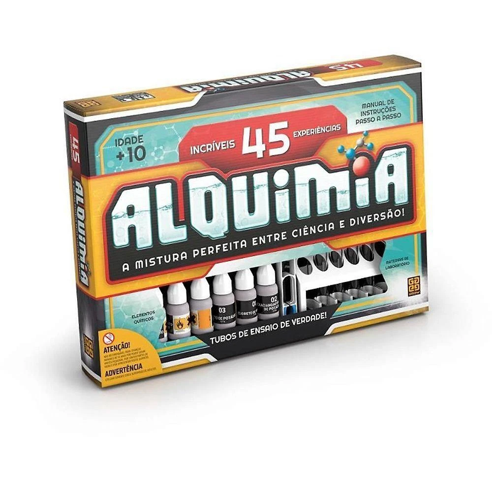 Jogo Educativo Alquimia 45 Experiências com Tubos de Ensaio e Óculos Grow