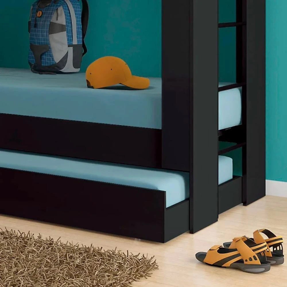Treliche Solteiro CM-15 com Cama Auxiliar MDP-MDP Preto Ditália Móveis