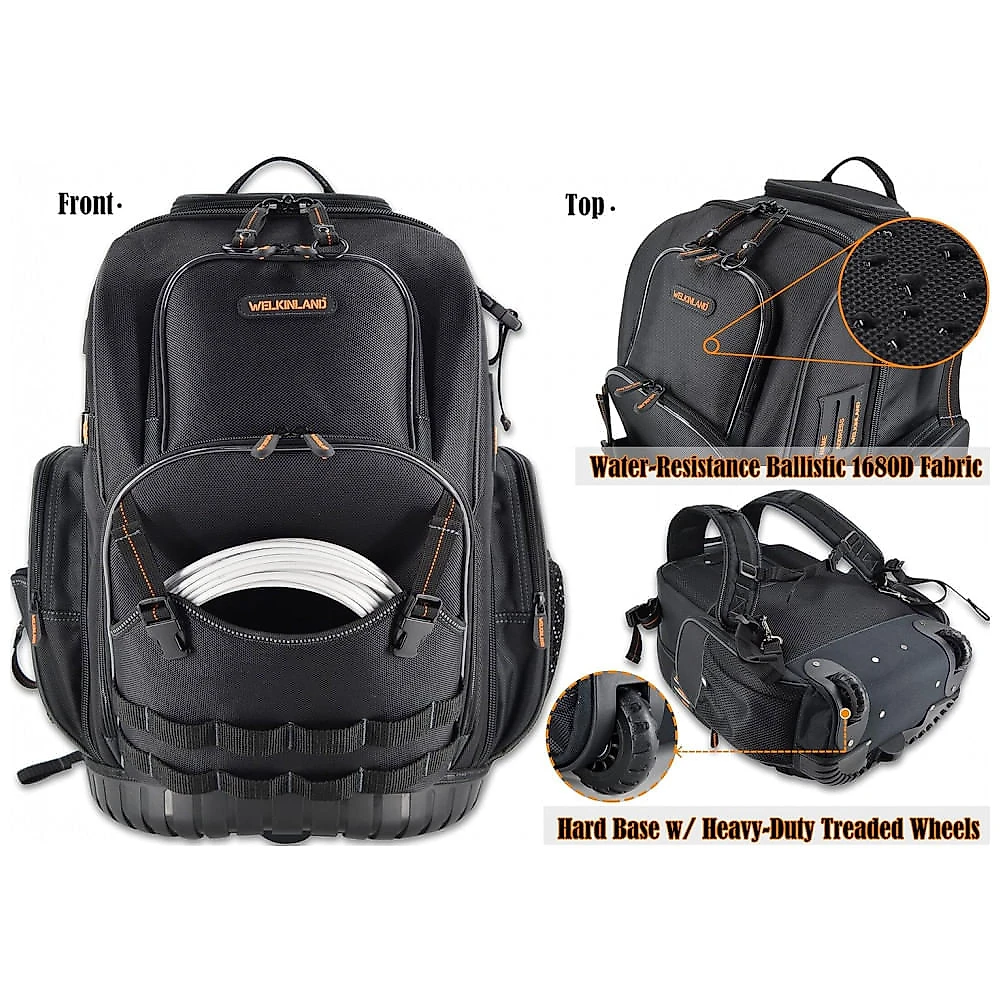 Mochila de Ferramentas Organizadora com 72 Compartimentos, WELKINLAND, Preto