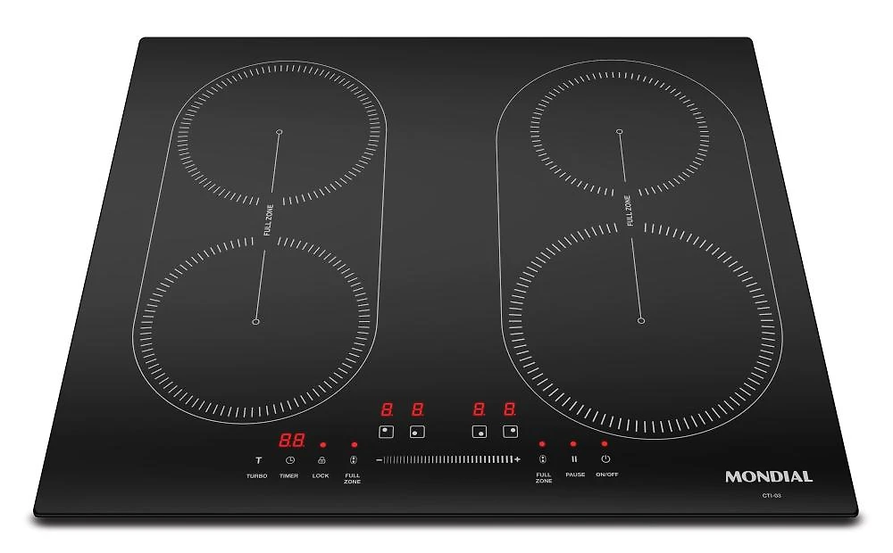 Cooktop de indução mondial cti-03 4 bocas com full zone e função turbo 220v