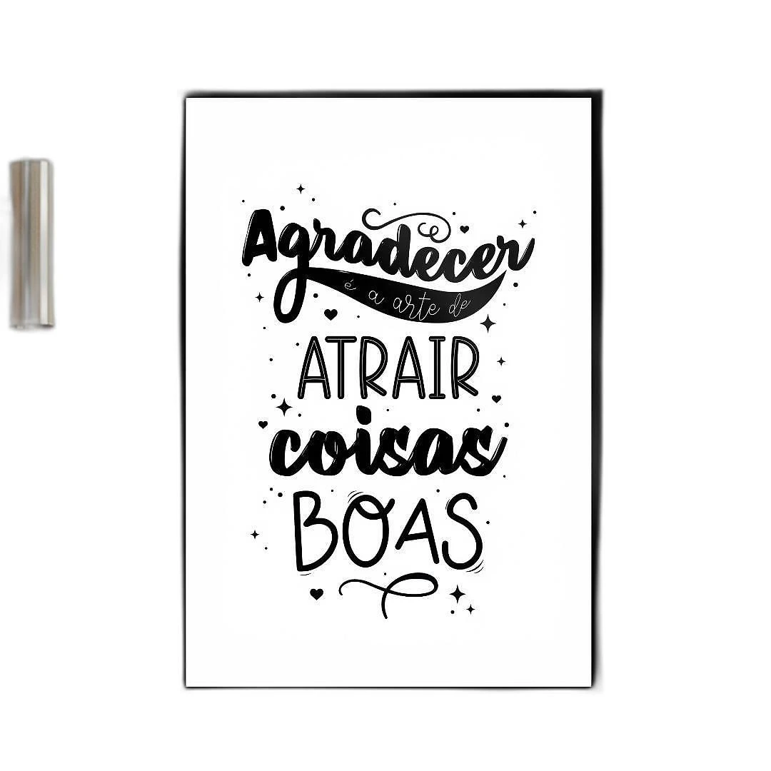 Miniatura Quadro Agradecer É A Arte De Atrair Coisas Boas 24X18Cm