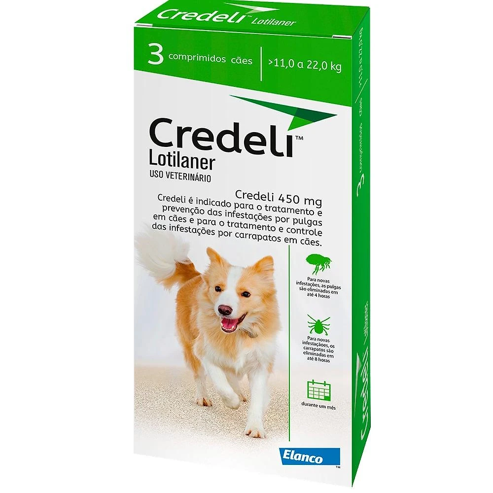 Antipulgas e Carrapatos Elanco Credeli 450 mg - Cães de 11 até 22 Kg