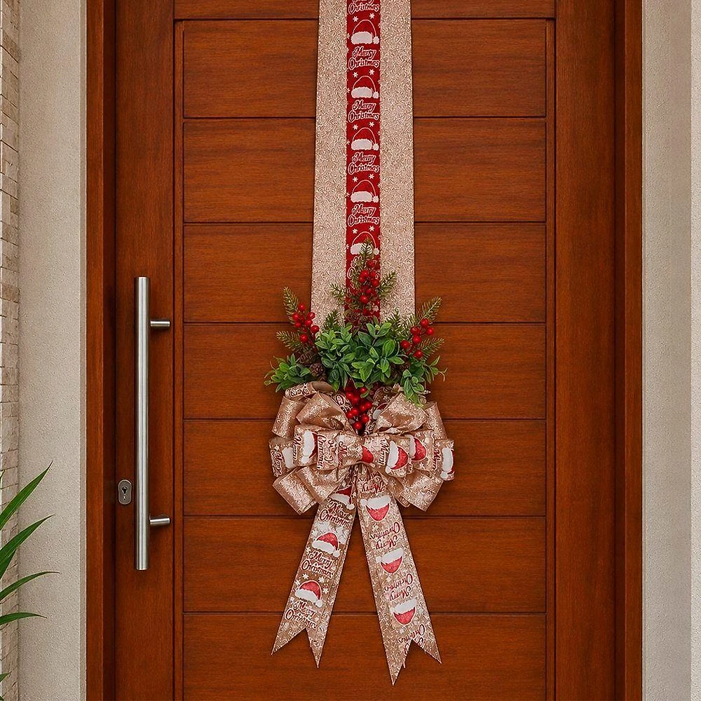 Enfeite de Natal Escapulário Merry Christmas Decoração Porta Rosa 3M