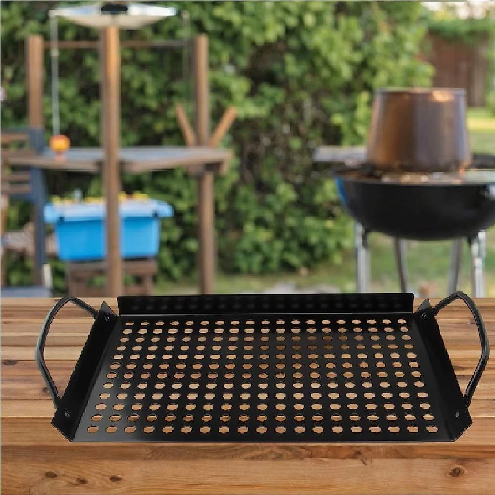 Bandeja Grill para Churrasqueira em Aço Inox para Carnes Legumes e Peixes Preto Utibom