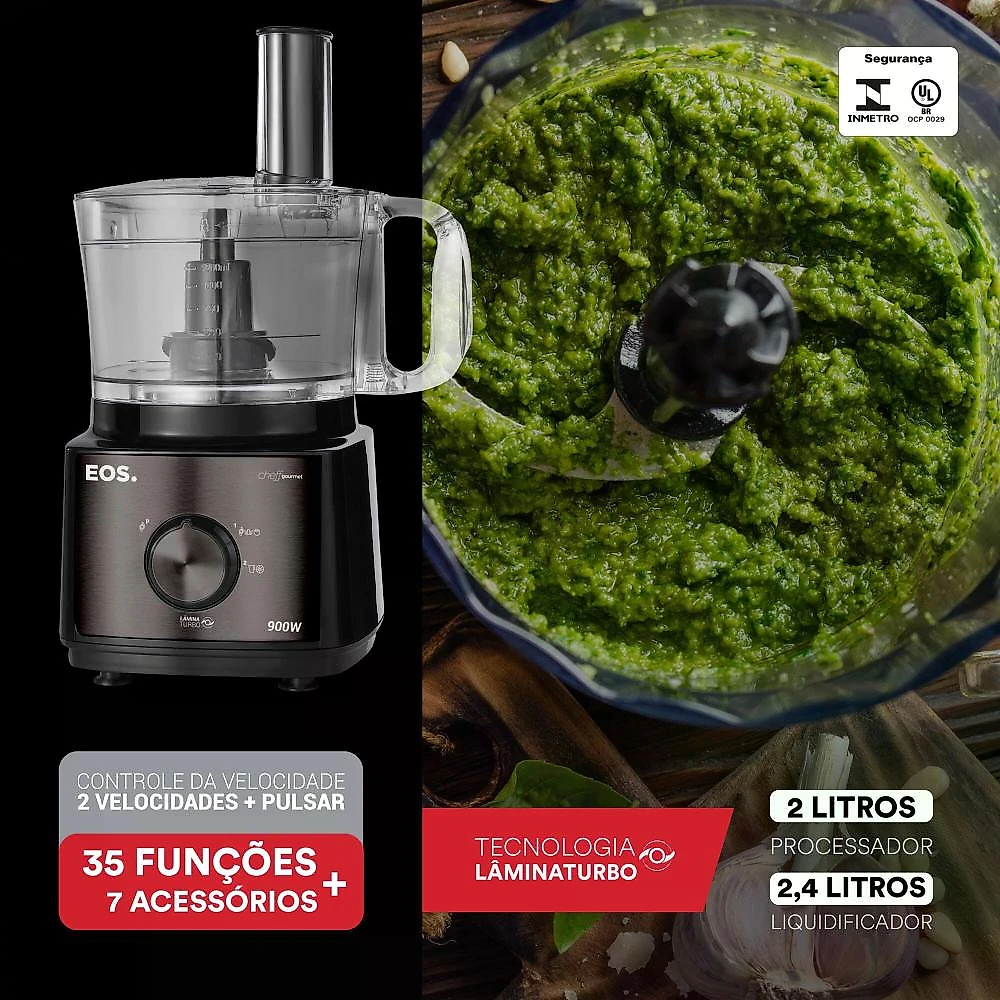 Processador de Alimentos 7 em 1 EOS EPS01T 900W Titanium 110V Processador de Alimentos 7x1 EOS EPS01T 900W Titanium 110V