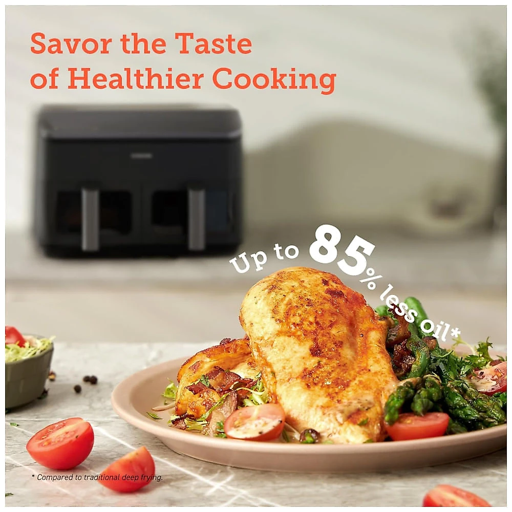 Fritadeira Elétrica Air Fryer 8 em 1, 8,4L com Cesto Duplo, Display LED, Janela de Visualização e Livro 130 Receitas, 110V 1750W, COSORI, Cinza 110v