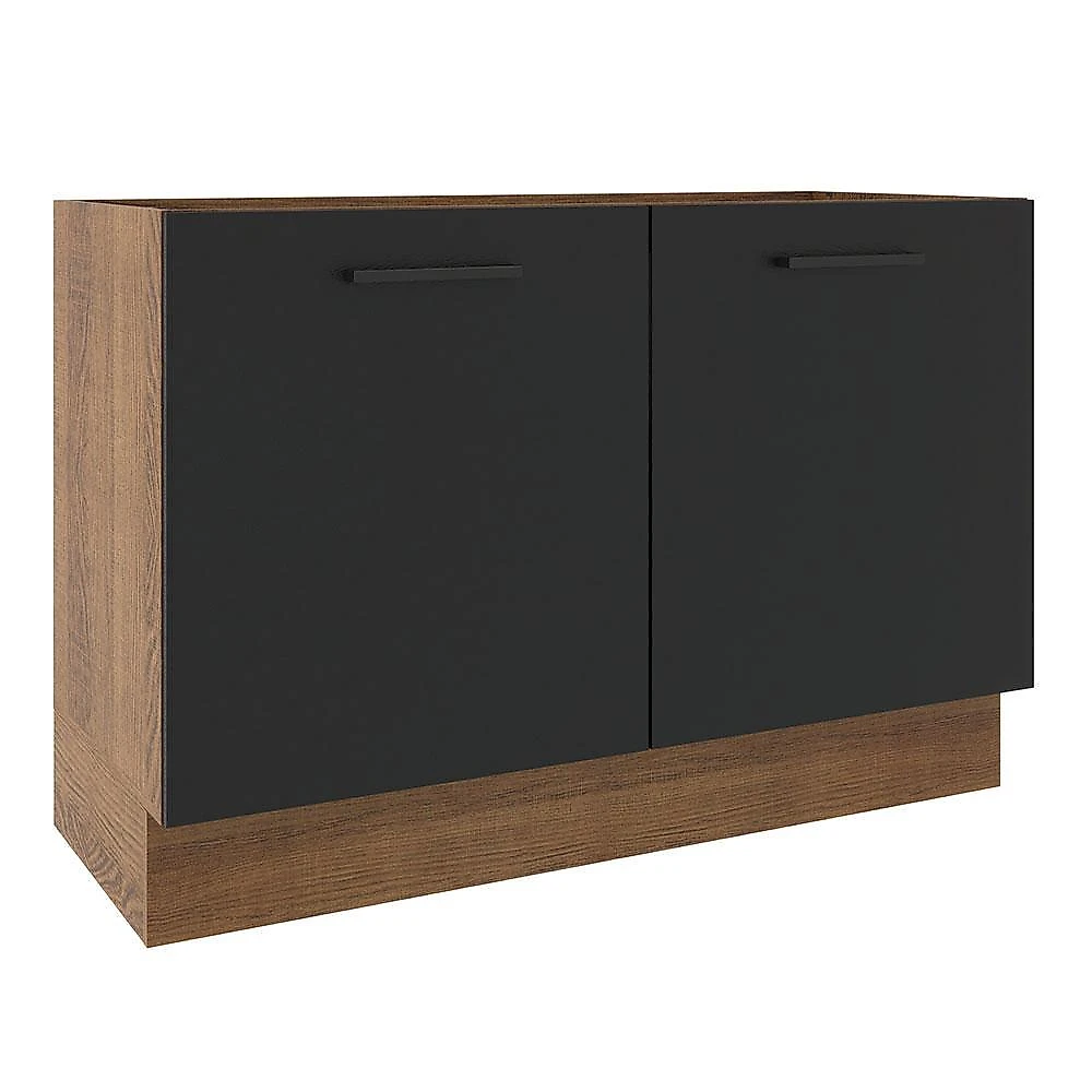 Balcão de pia cozinha 2 portas rustic/preto agata madesa