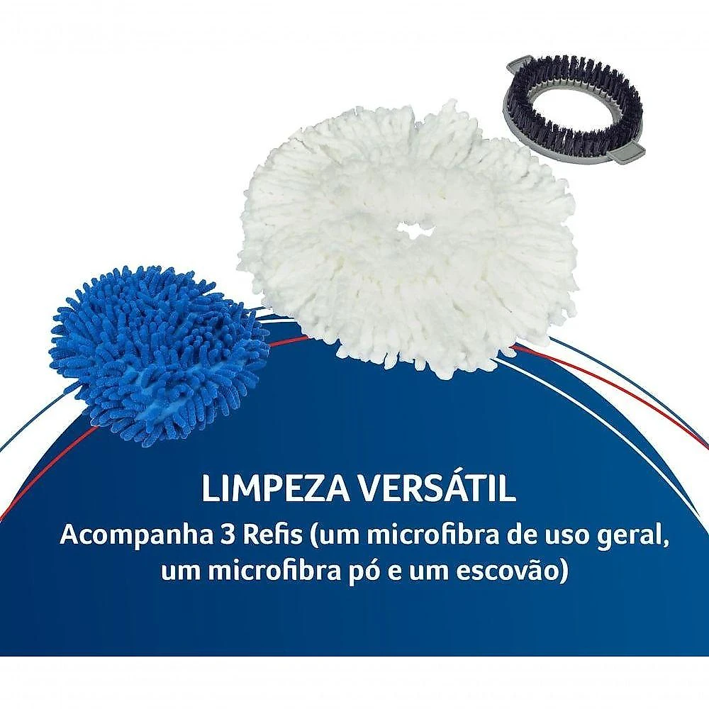 Mop Giratorio Move para Limpeza de Piso Aco Inoxidavel com Centrifuga 360 Cinza Perfect Pro